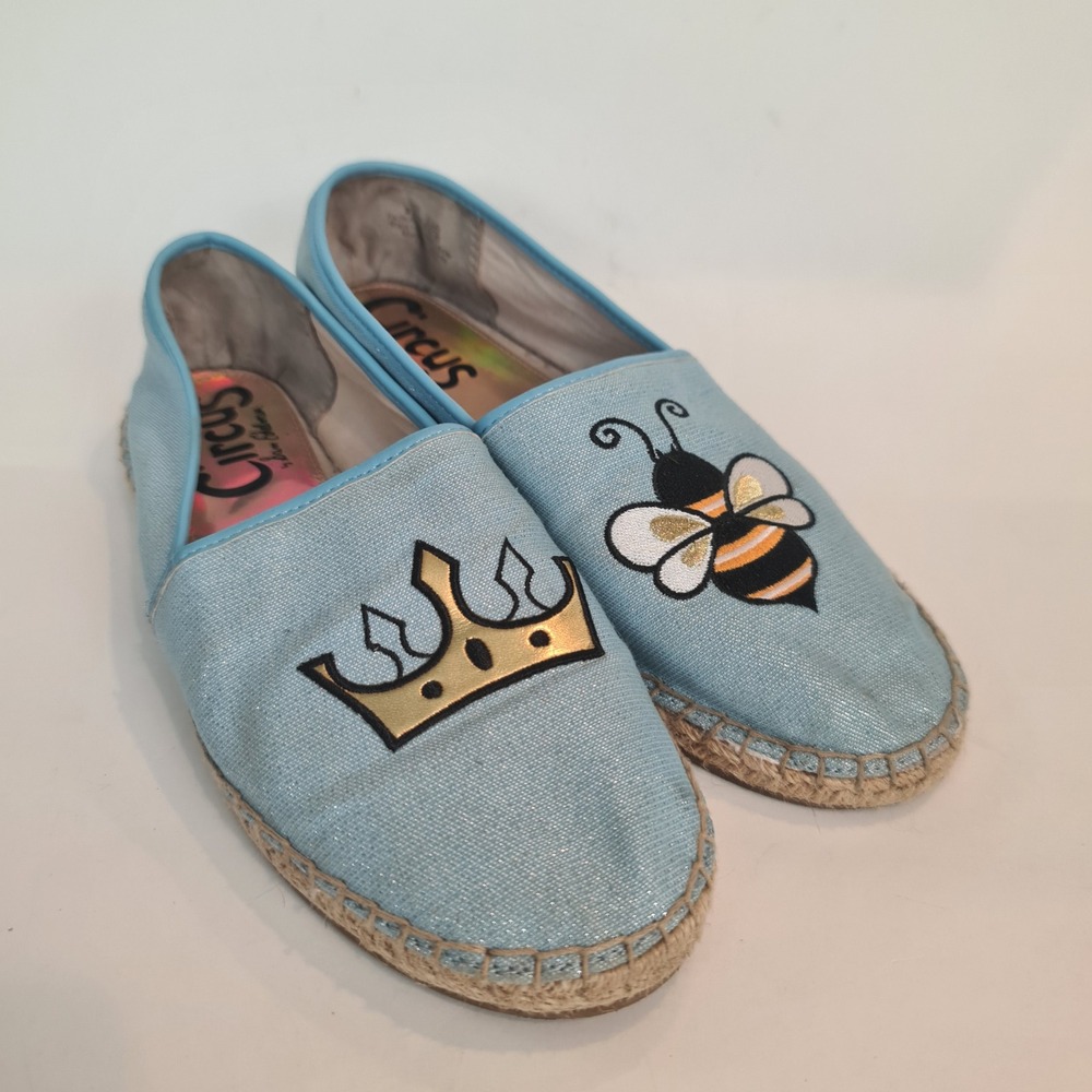 Circus by Sam Edelman Leni Espadrille Flats Blue Bee Crown 8.5M Sparkly Vacation